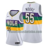 Maglia Uomo basket New Orleans Pelicans bianca E'twaun Moore 55 Dichiarazione stagione 2020-21