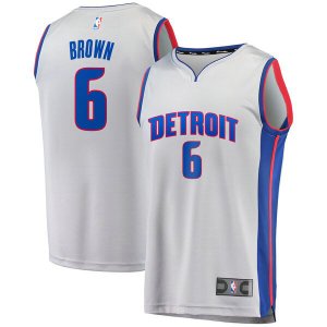 canotta Uomo basket Detroit Pistons Grigio Bruce Brown 6 Dichiarazione Edition