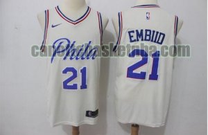 canotta Uomo basket Philadelphia 76ers Beige Joel Embiid 21 City Edition