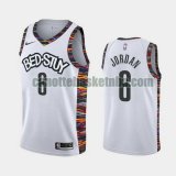 Maglia Uomo basket Brooklyn Nets bianca Deandre Jordan 6 Dichiarazione stagione 2020-21